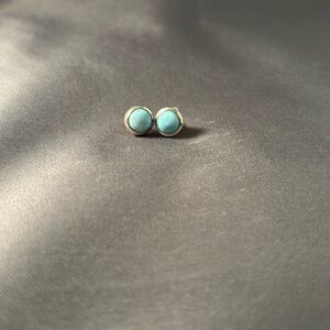 Larimar and Silver Delicate Stud Earrings